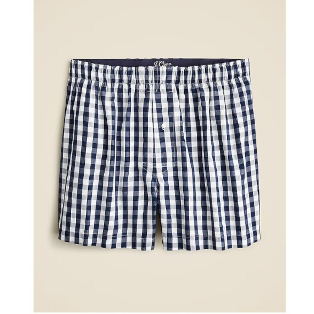 J. Crew Men's Boxer Underwear Medium Blue/White Gingham NWT